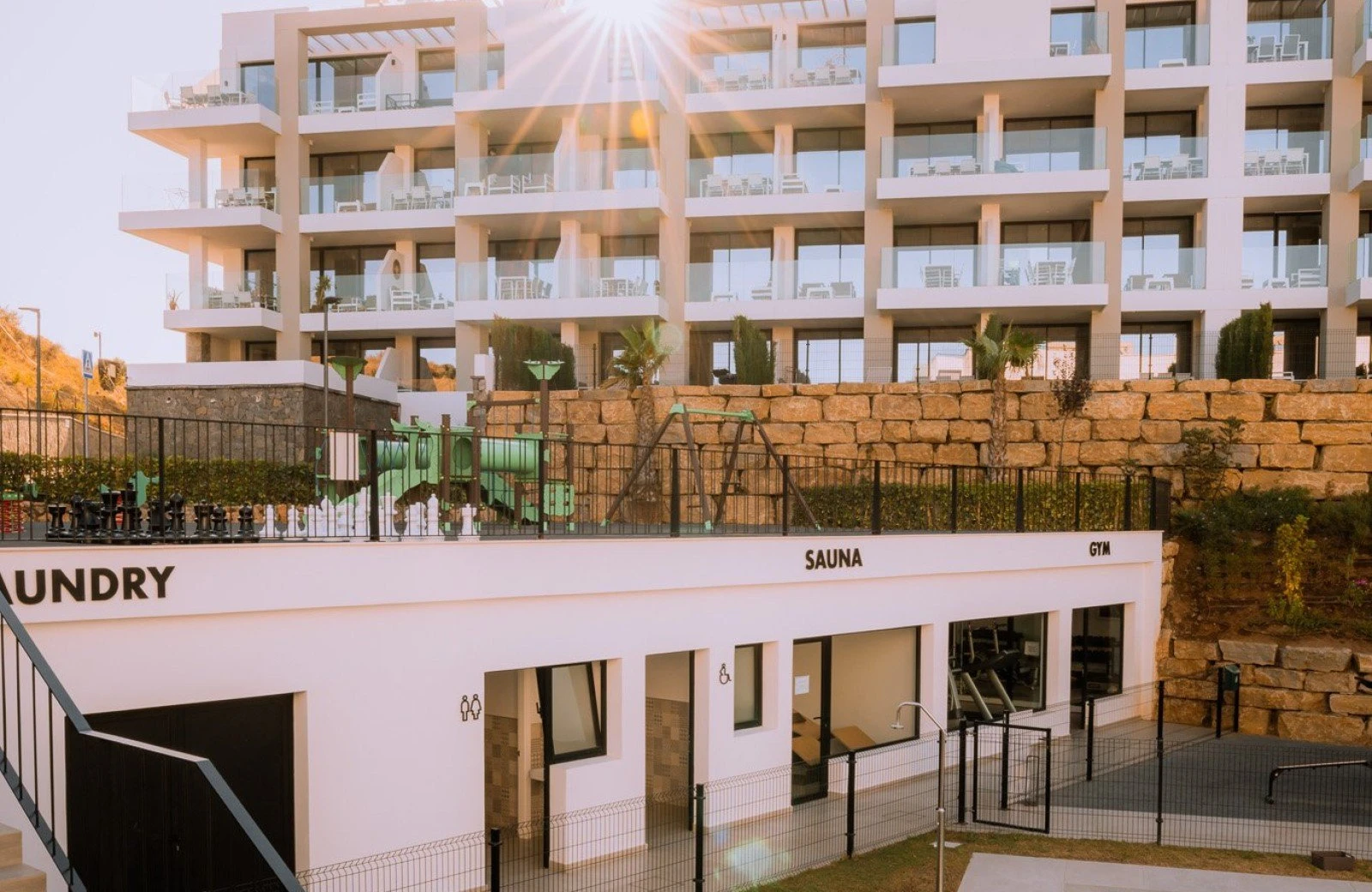 Laundry gym sauna and pool for children